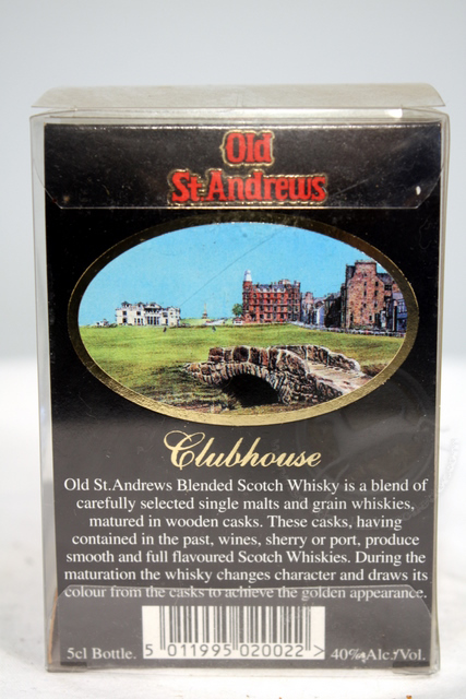 Old St.Andrews miniature clubhouse with glass image of bottle