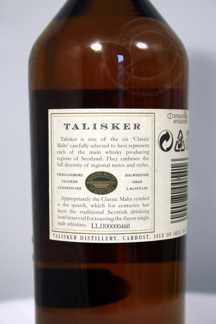 Talisker rear detailed image of bottle