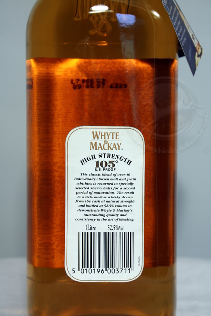 Whyte and Mackay 105 rear detailed image of bottle