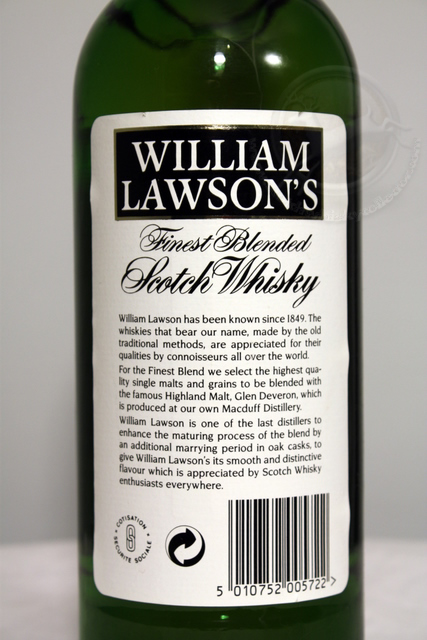 William Lawsons Finest Blended rear detailed image of bottle